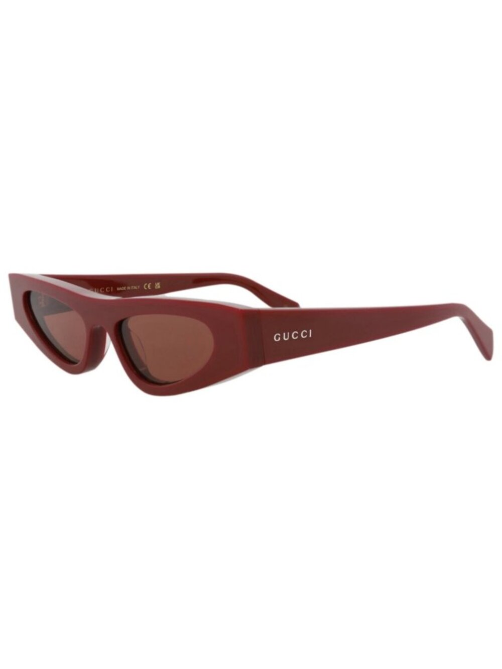 New Gucci Women's Sunglasses Cat Eye Recycled Acetate Frame Burgundy Burgundy